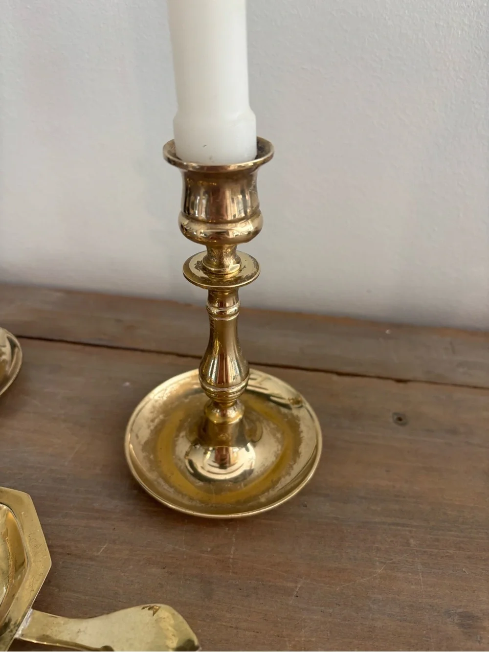 Vintage Gold Brass Candle Holders, Sticks, Made in England